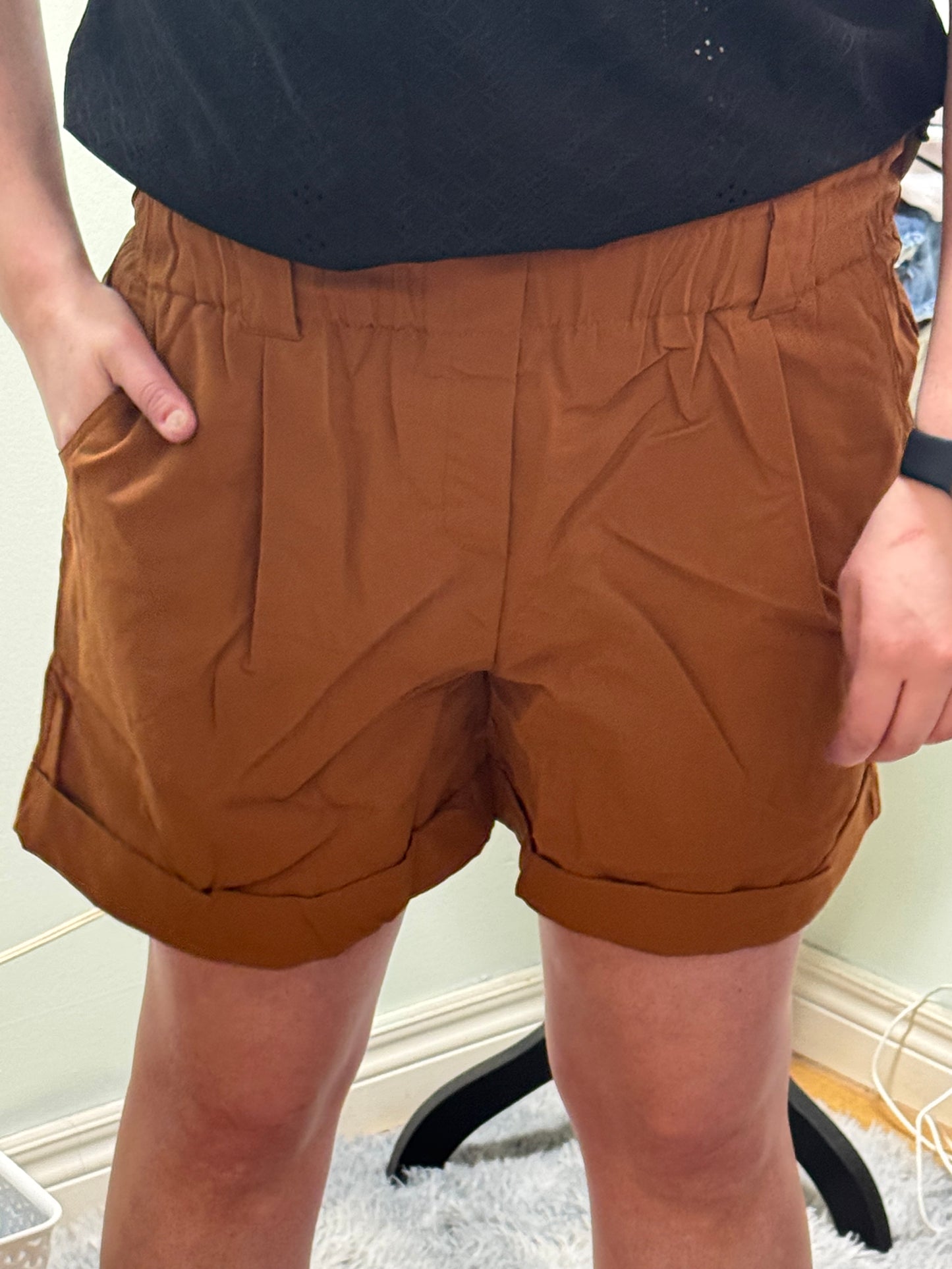 Woven Ruffle Belted Shorts