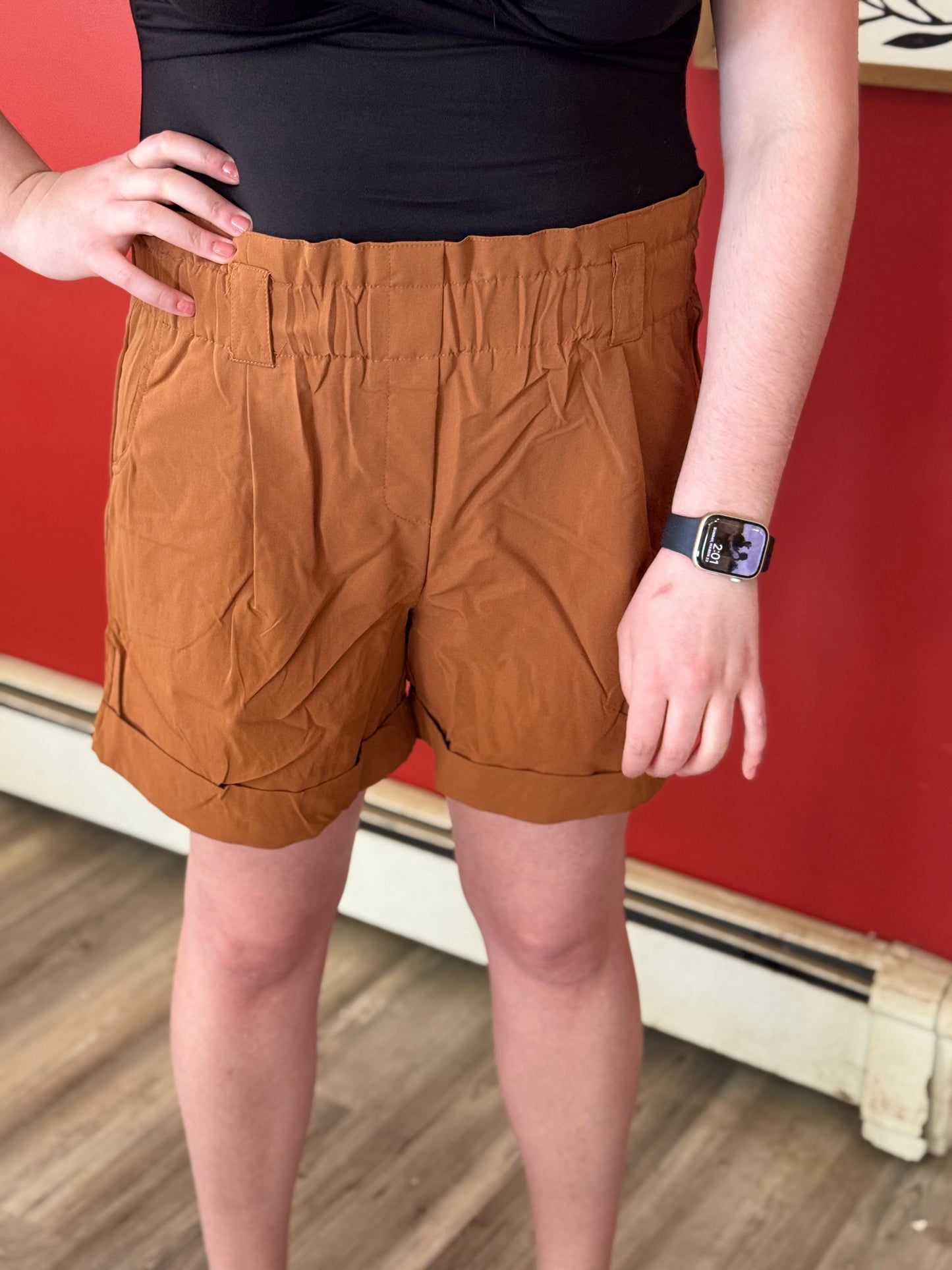 Woven Ruffle Belted Shorts