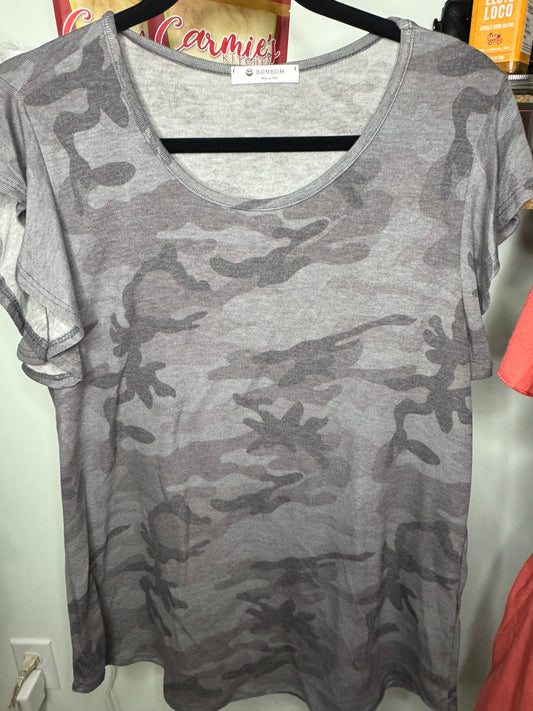 Camo Ruffle Sleeve