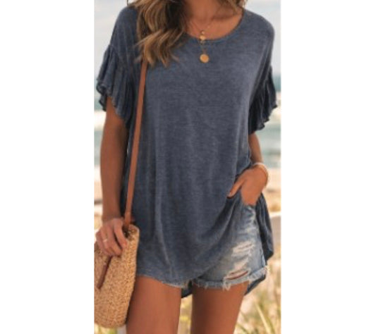 Ruffle Sleeve Tunic Top