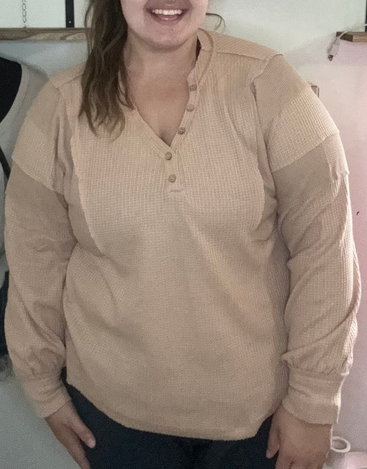 V-Neck Comfy Solid Henley Top