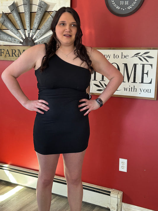 Side Tie One Shoulder Dress