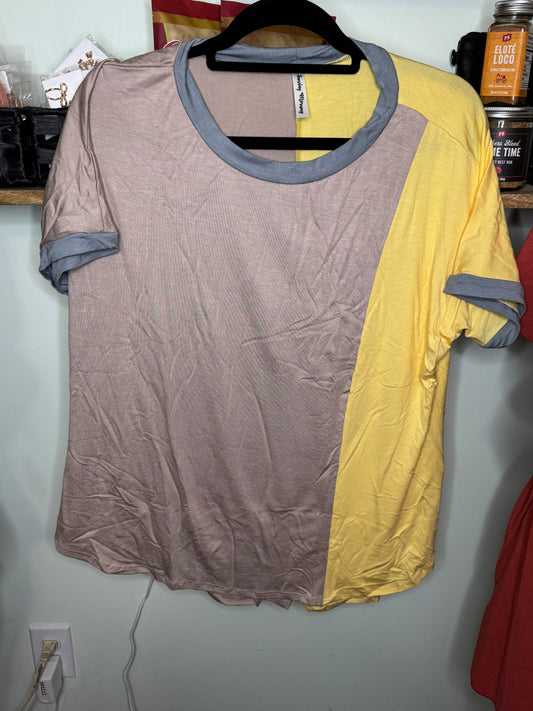 Multi Color Contrast Short Sleeve Top